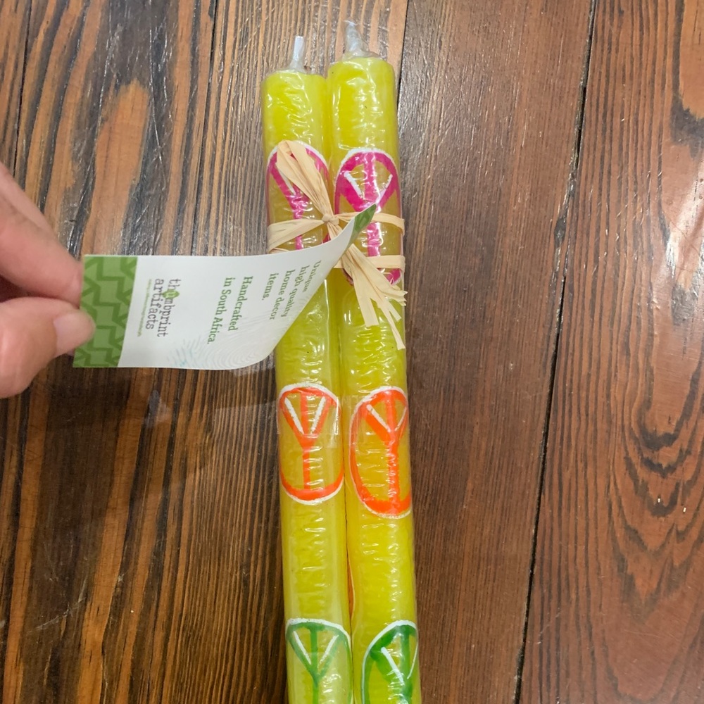 Two Peace Sign Tapered Candles